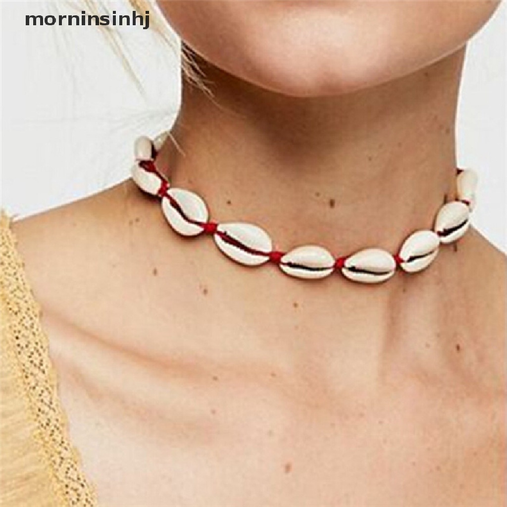 Mor Kalung Choker Gaya Bohemia Dengan Liontin Kerang Laut Untuk Wanita