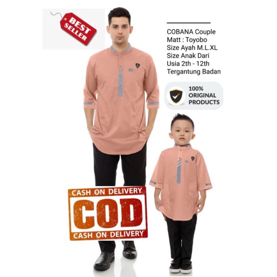 Nuranistore99 - Baju Koko Kurta Cobana Anak & Dewasa Warna Salem - Koko Couple Ayah Dan Anak