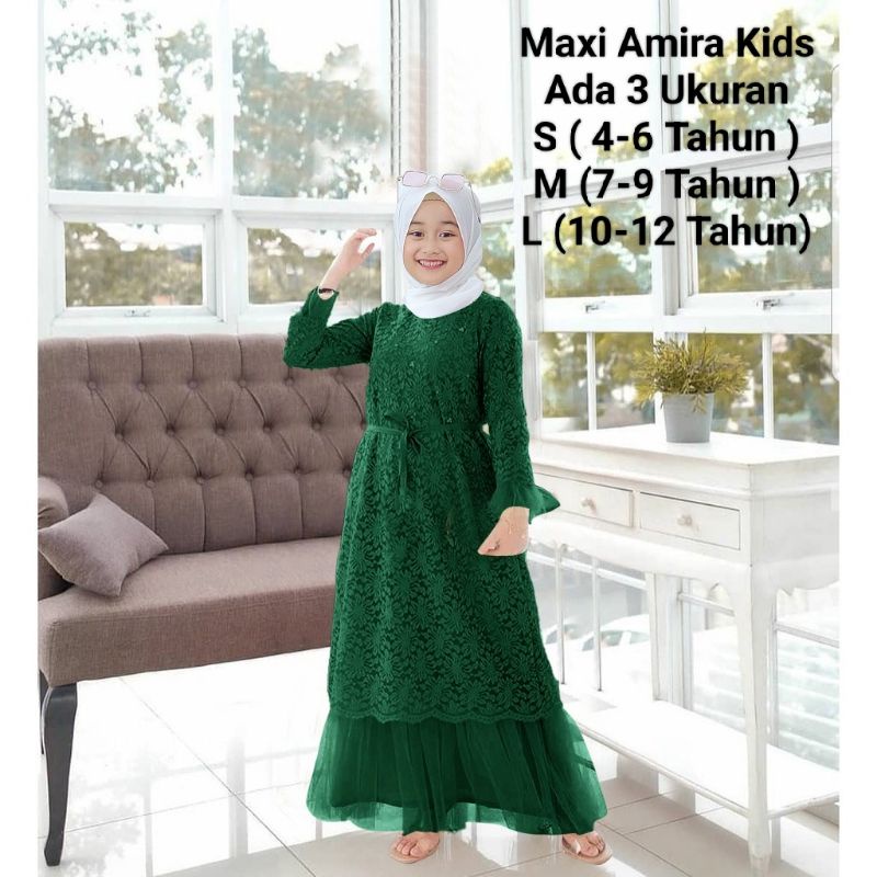 COD☑️Pakaian Gamis Anak Wanita Brokat/Maxi Amira Kids 3 Size S-M-L/Pakaian Muslim Anak Wanita Maxi/Pakaian Gamis Anak Perempuan Terbaru/Good Quality