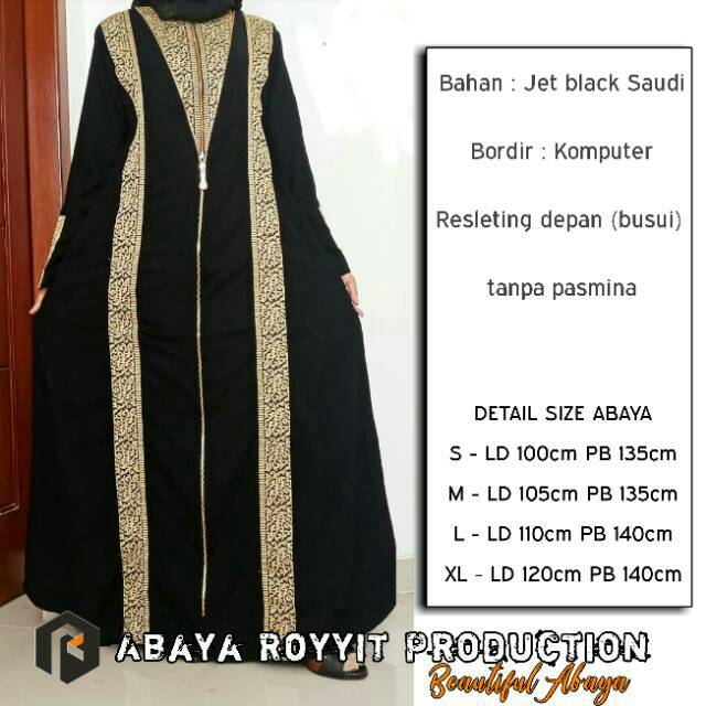 New Abaya Gamis Jubah Maxi Dress Arab Saudi Bordir Zephy Turki Umroh Dubai Turkey India Wanita Hitam