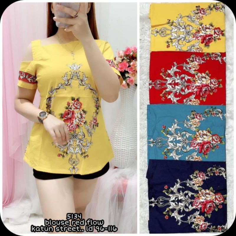 Blouse red flow Katun street 5134