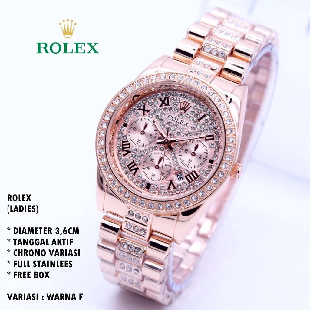 (BISA COD) JAM TANGAN WANITA FASHION RANTAI BODY BULAT DIAMOND TANGGAL AKTIF