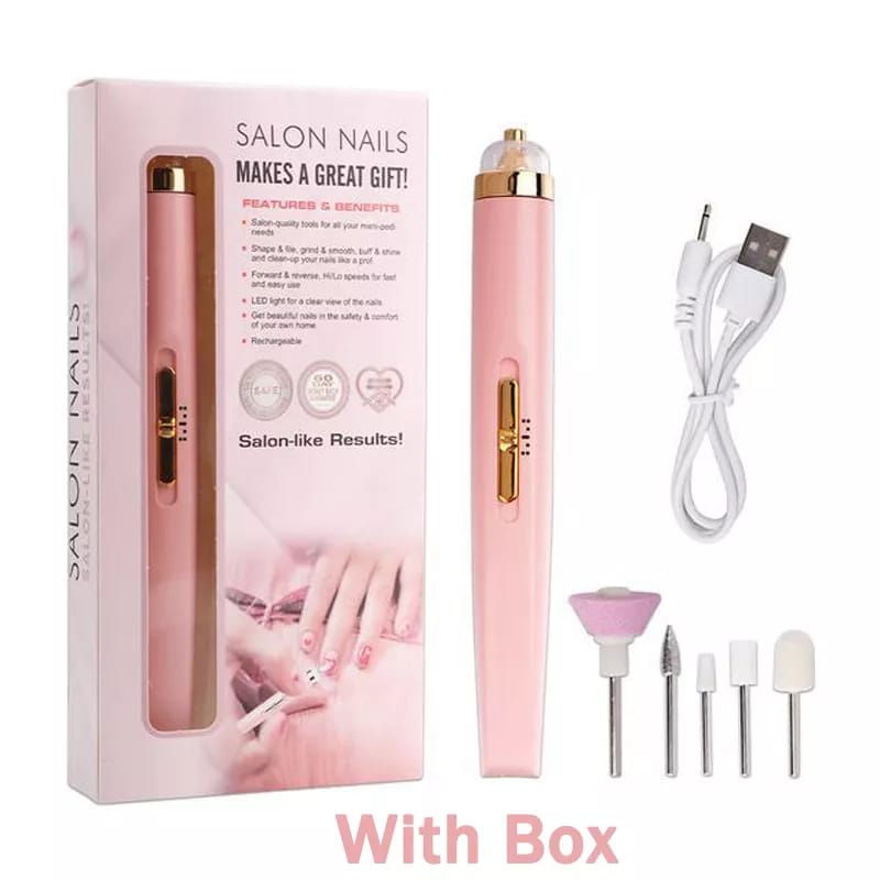 Mesin Manicure Elektrik Alat Pengikir Kuku USB 5IN1 Mesin Bor Kuku Set Dengan Lampu LED Perawatan Nail Polish F711