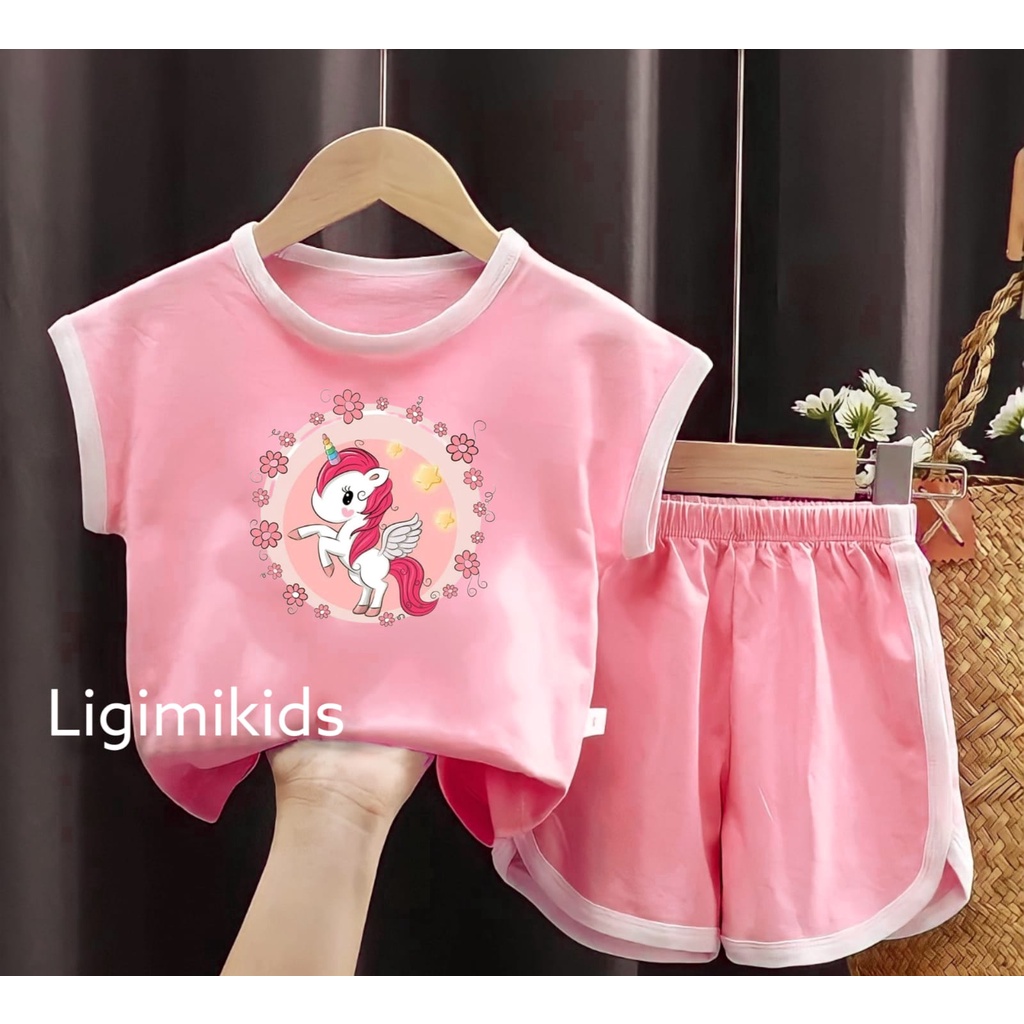 LIGIMIKIDS - Setelan anak perempuan dan laki laki ber motif usia 1-5 tahun, playset anak