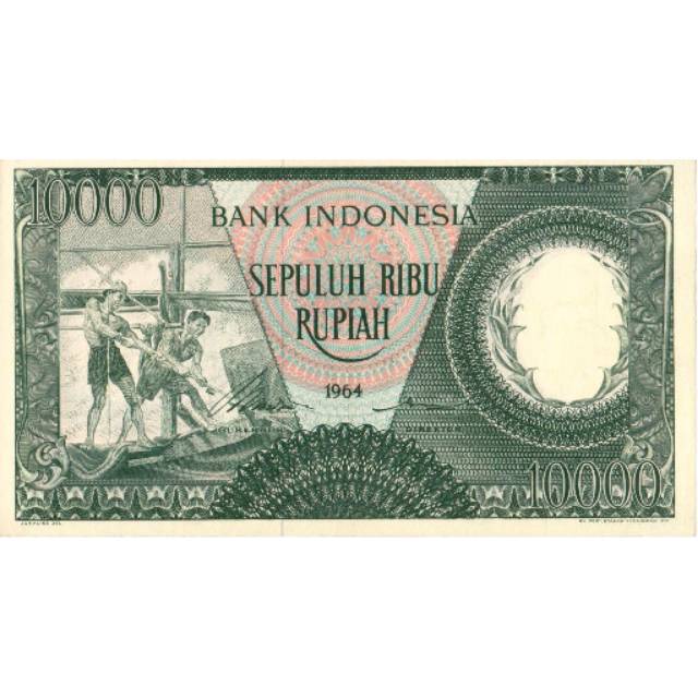 Uang Kuno Lama 10000 Rupiah Pekerja Hijau Tahun 1964 #Baru