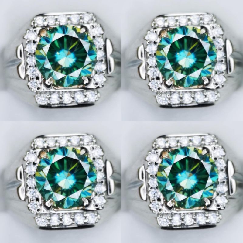 Cincin Pria BATU CINCIN PERMATA BERLIAN MOISSANIT BLUE ASLI  NAIK KEKERASAN VVS 1 KILAU HIGH QUALITY