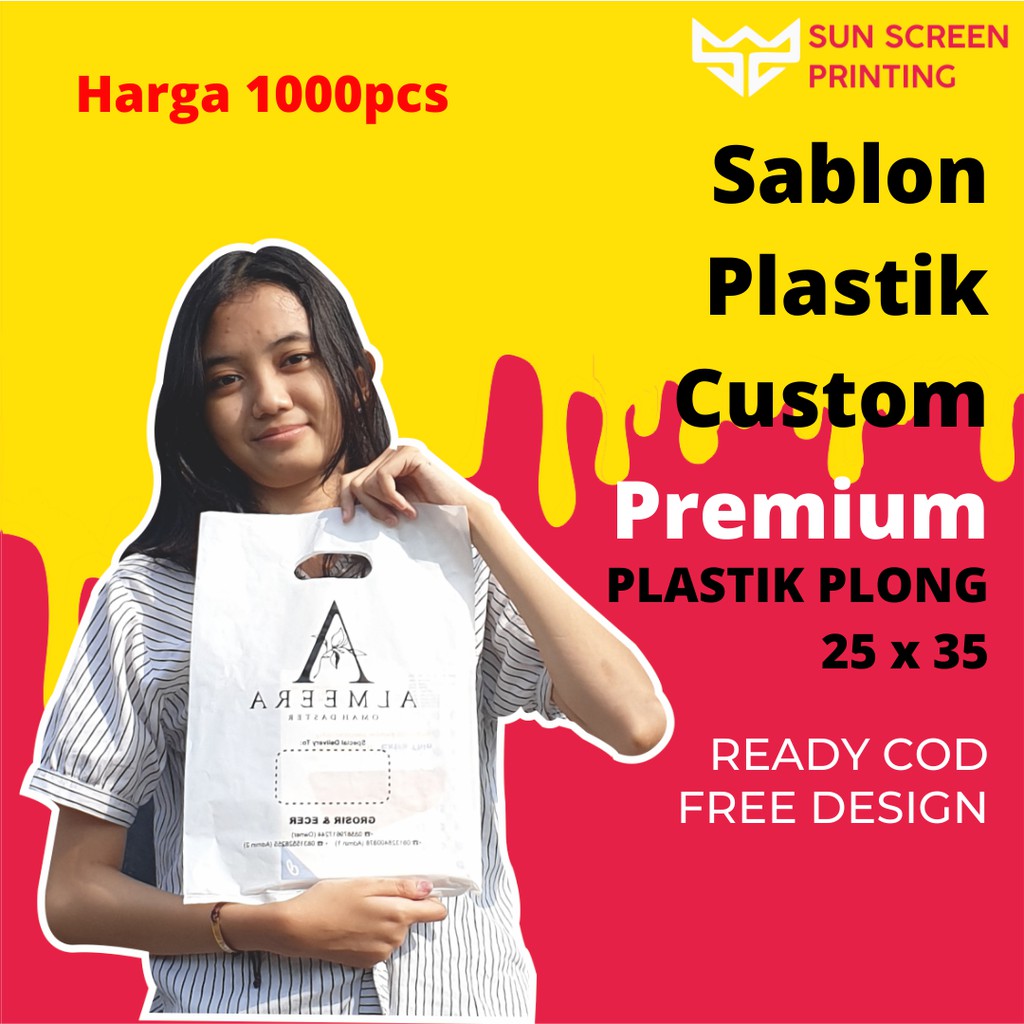 Sablon Plastik Packing Olshop Plong 25x35 Murah Free Design isi 1000pcs