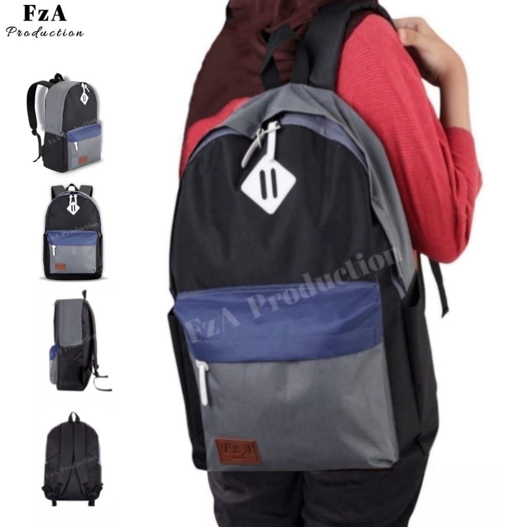 Tas Ransel Gendong Laptop Distro Sekolah Kuliah Pria Wanita Black Murah Original GRATIS Jam Tangan Dan Slempang