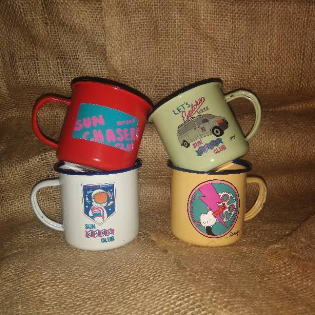 CUSTOM SATUAN Mug Vintage Enamel Cup Cangkir Gelas 