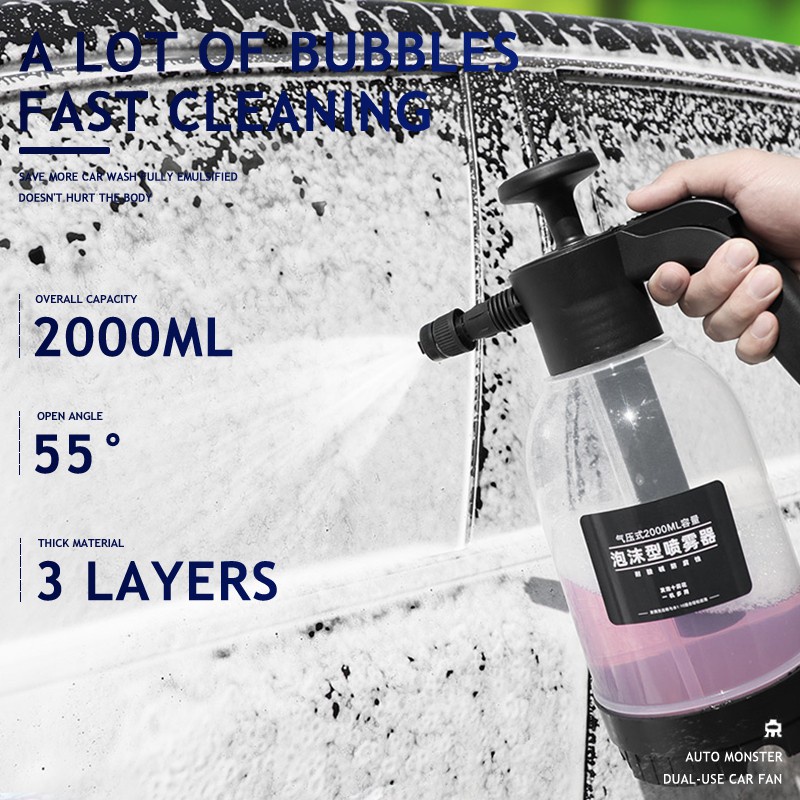 2000ml Manual Hand-held Foam Spray Botol Semprot Kompresi Sprayer Penyiraman Bunga Berbusa Pembersih Kendaraan Mencuci Untuk Mobil Elektrik Profesional Pneumatic Dapat Plastik