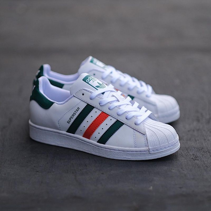 ADIDAS SUPERSTAR WHITE GREEN ORANGE