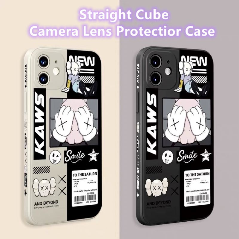 Vivo Y15S Y20s G Y12A Y15A Y11s Y20A Y20G Y12S Y21S Y21 2021 Y33S Case K.A.W.S Smile Casing Vivo Y12 Y12i Y11 Y20 Y20I Y20S Y53S Y51A Y31 2021 Y53 Y51 Y91C Y17 Y15 Y91 Y50 Y30 Y30I Y93 Y95 Straight Cube Side Pattern Camera Lens Protector Soft TPU Cover