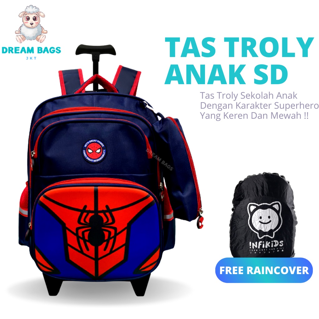 Ransel Troli Anak SD Capten  - Tas Troli Anak Laki Laki Karakter - Tas Trolley - Tas Troli Anak Cowok