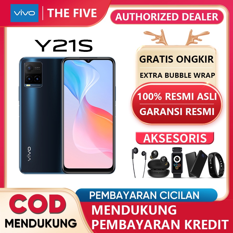 HP Vivo Y21 RAM 4GB ROM 64GB vivo Y21S 4+128GB Helio P35 6.51inch 13MP camera 5000mAh 18W fast charge Garansi resmi COD-y21s/blue 4+128*