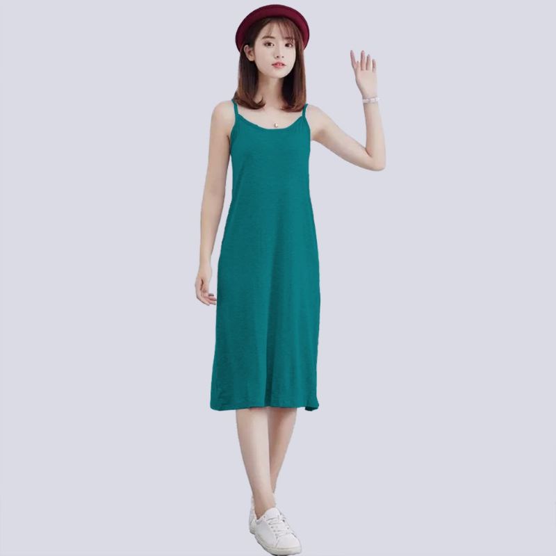 Midi Dress Camisoles Singlet Tali kecil Wanita Gaya Korea - fashion Anggun