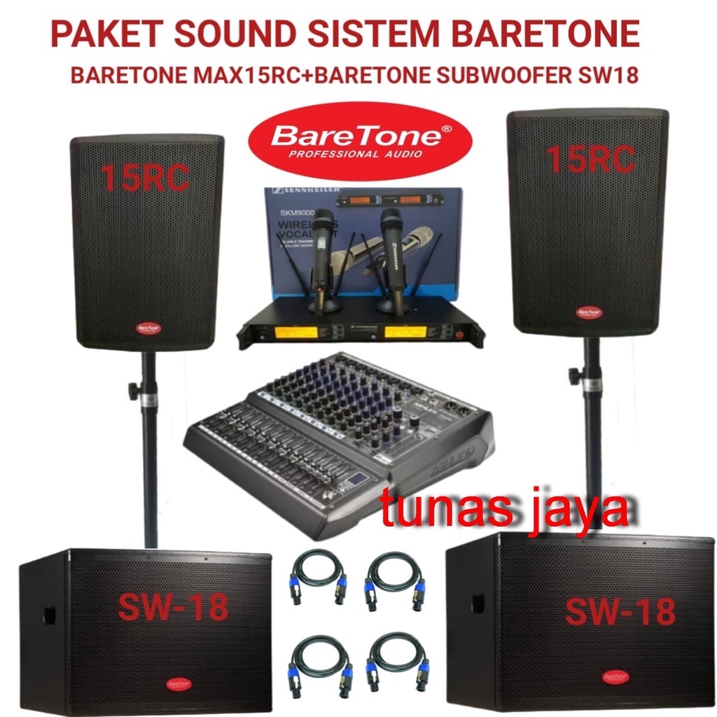 Paket profesional sound system speaker aktif baretone MAX15RC + subwoofer baretone aktif sw18 18inch original