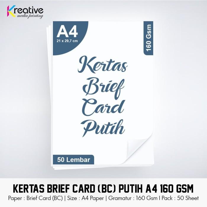 

Kertas Brief Card Putih (A4 - 160 Gsm - 1 Pack = 50 Lbr)