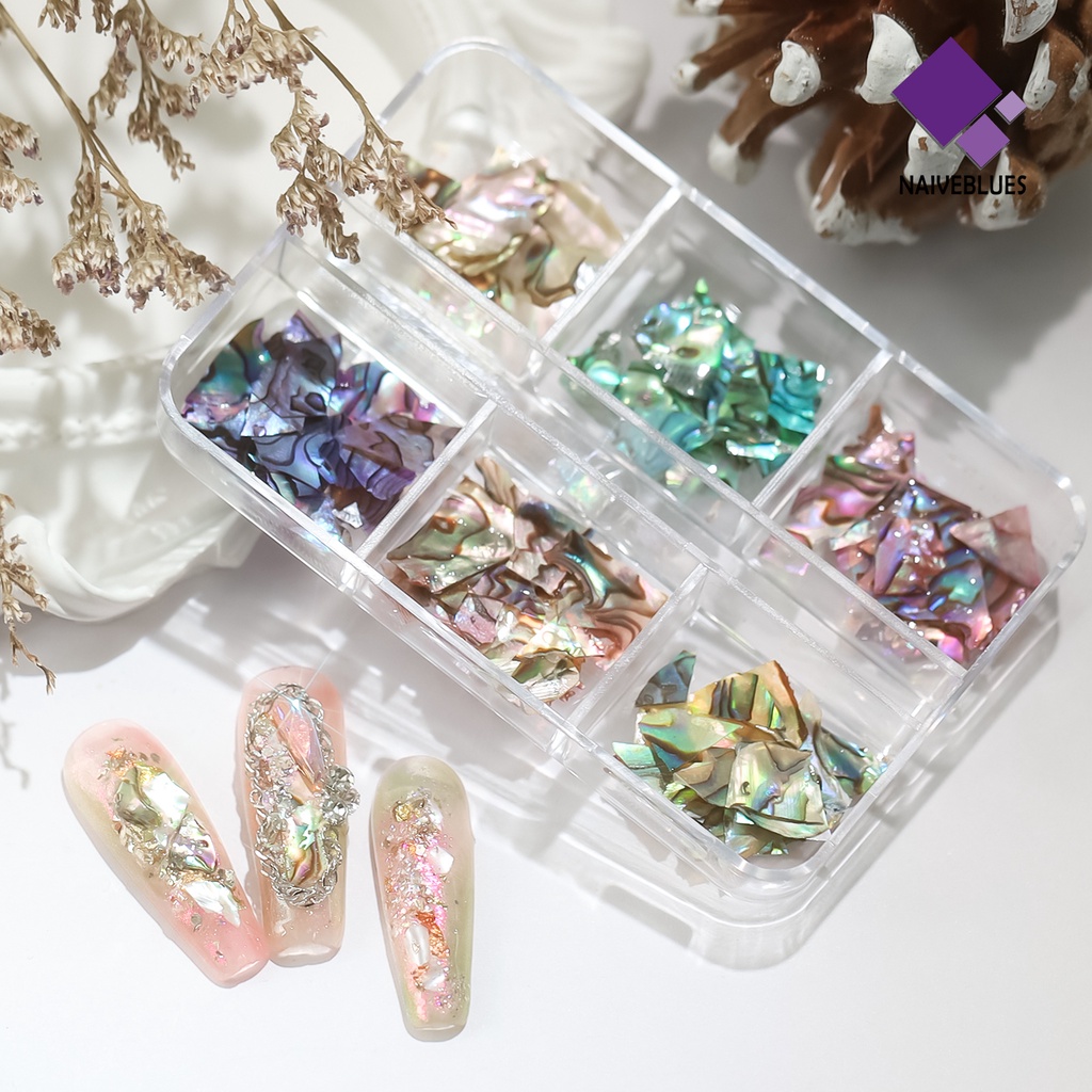 Naiveblue 1 Kotak Dekorasi Kuku Ultra Tipis Bentuk Asimetris Warna Cerah