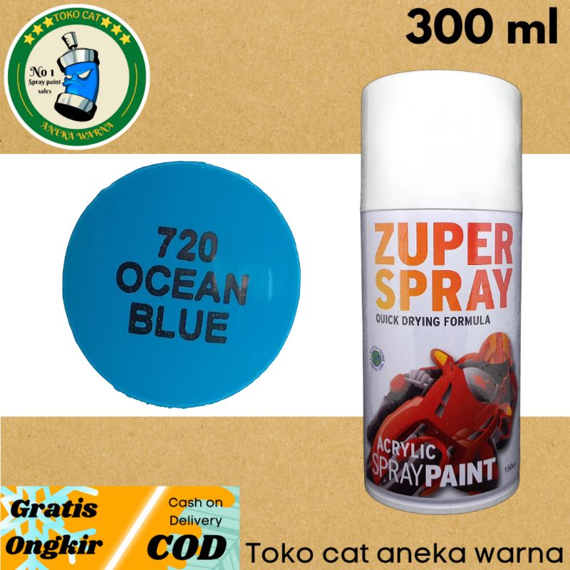 cat semprot 300cc ocean blue biru laut zuper spray produk dari rj london spray paint pilok pilox