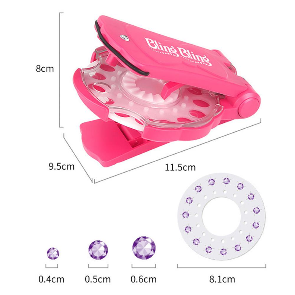 Timekey Mainan Mesin Stapler Plastik 180pcs Berlian Imitasi Untuk Anak Perempuan Bermain Peran B9T8