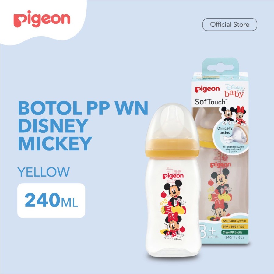 BOTOL PPWN 240ML MICKEY YELLOW W/ P-PLUS NIPPLE 78381 PR010826