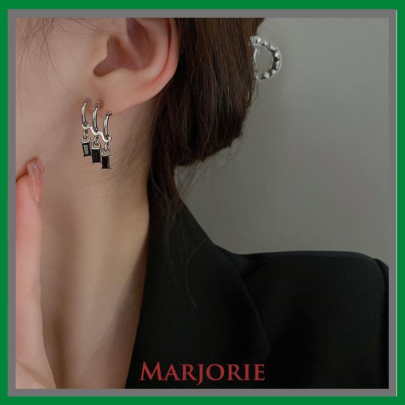 Anting Pejantan Zirkon Gelap Wanita Manis Keren Gaya Niche Design Personality Earrings-MJD