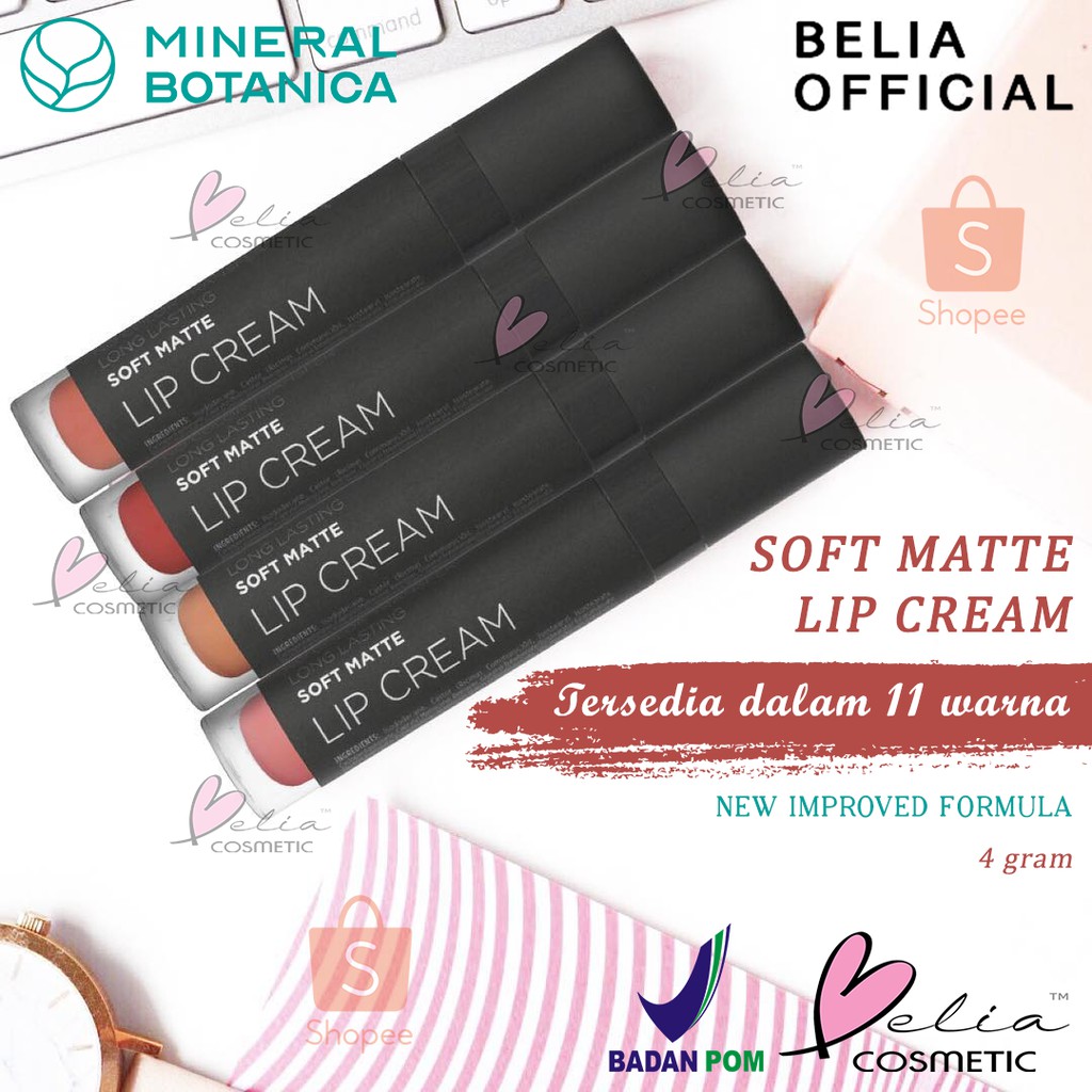 ❤ BELIA ❤ MINERAL BOTANICA Soft Matte Lip Cream ( lipcream Lipstick Lipstik ) NEW PACKAGING ✔️BPOM