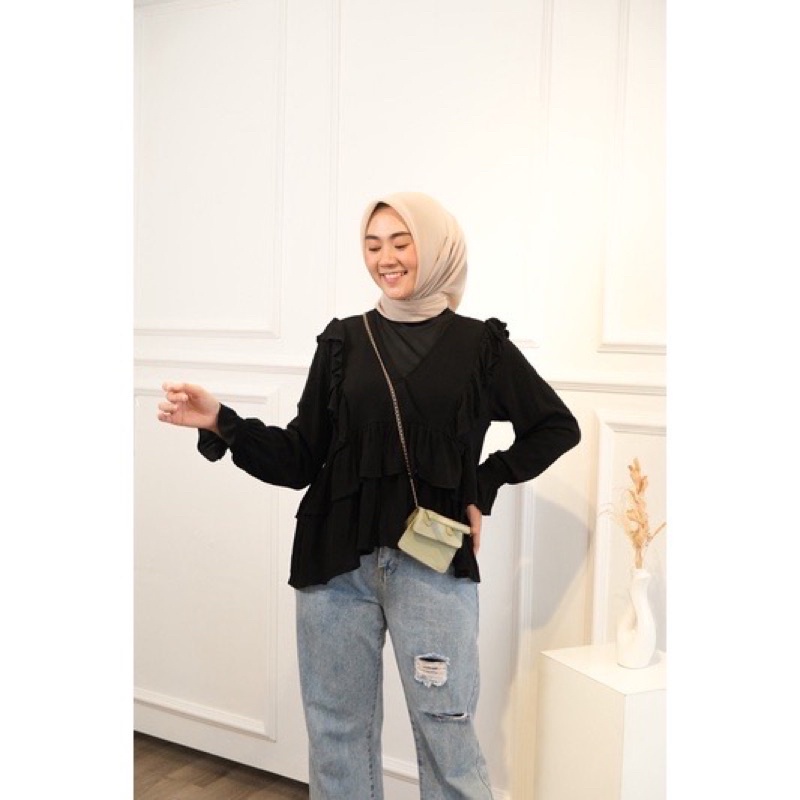 BEFAST - ZSO OOTD Blouse Wanita NUYA / OLIVER BLOUSE / Blouse Wanita Casual / Blouse Lengan Panjang Karet / Blouse Wanita HIjab / Blosue Polos Formal / Fashion Wanita Remaja Modis