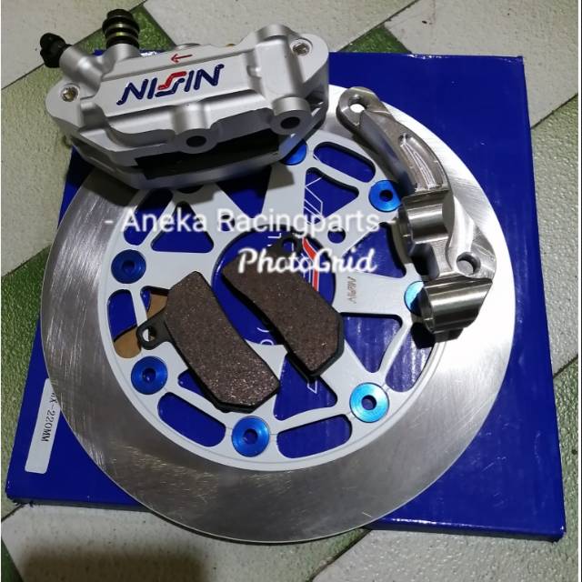 Kaliper monoblok nissin mio beat vario scoopy fino satu set disk dan breket 220mm / cakram nissin