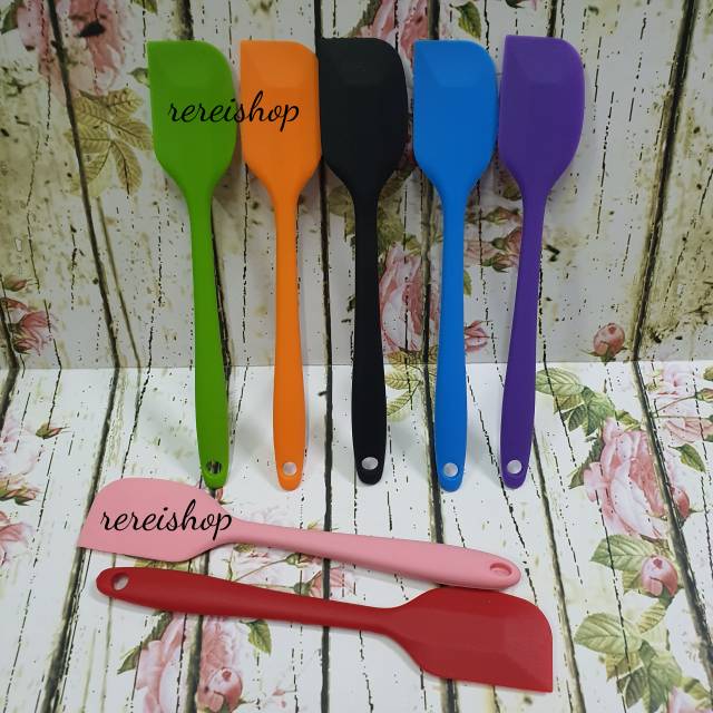 SPATULA KECIL GEPENG color small rubber spatula non sambungan / spatula kecil 21cm food grade