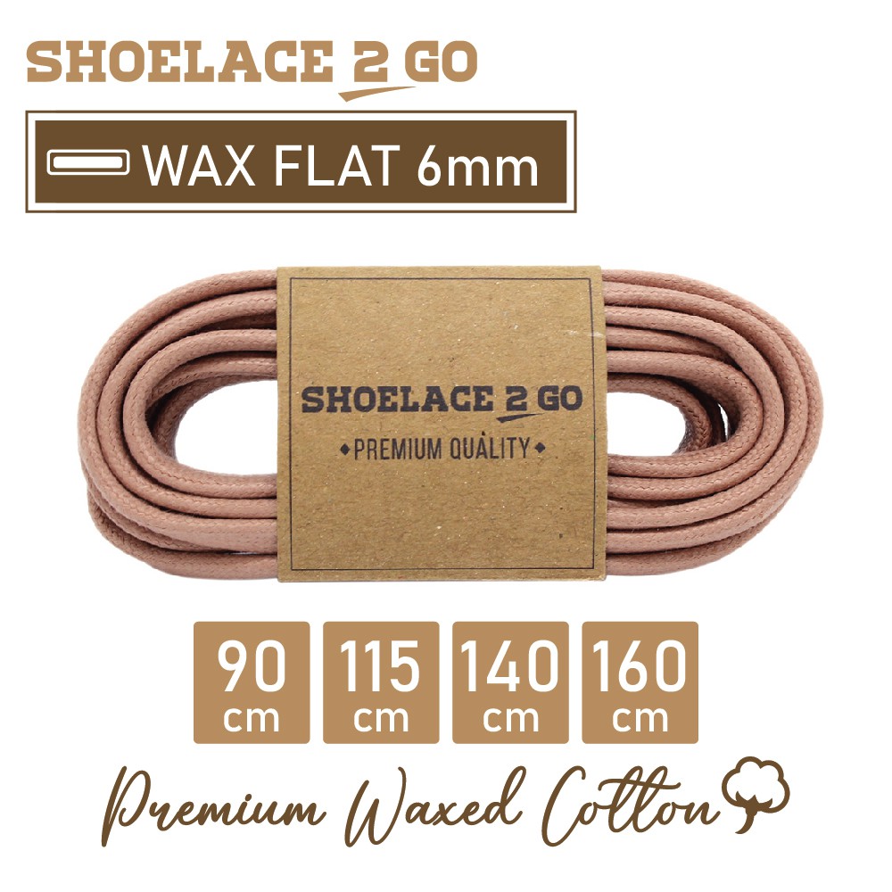 SHOELACE 2 GO PREMIUM TALI SEPATU LILIN WAX GEPENG PIPIH FLAT - WF6 - G1 - PINK ROSEWOOD - 6MM