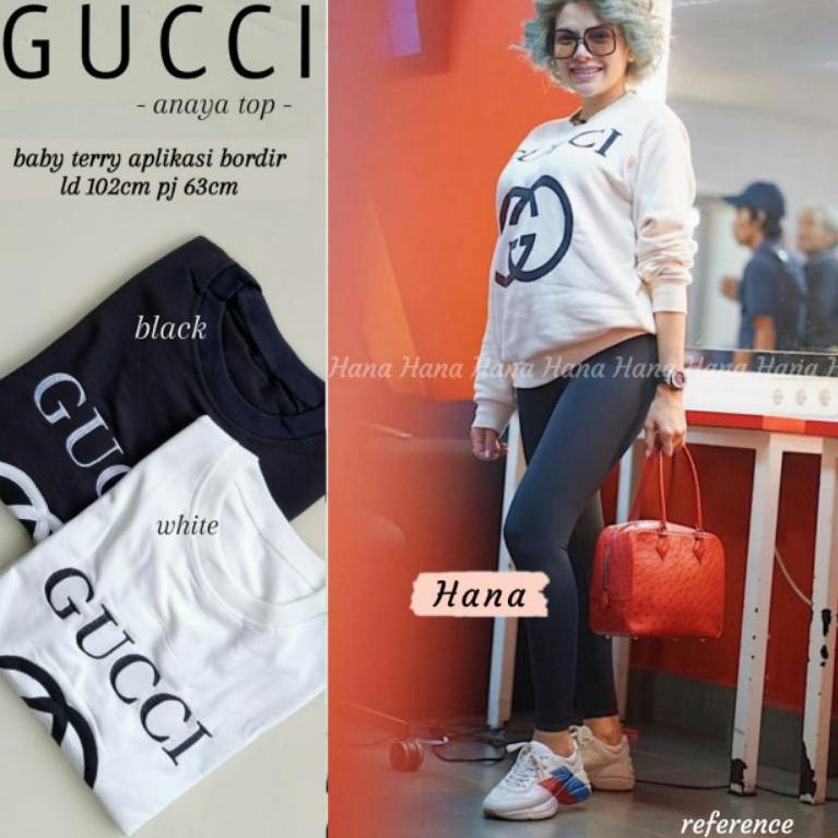 Ready Stock RESTOCK!! GUCCI ANAYA TOP BAJU KAOS LENGAN PANJANG By HANA PREMIUM IMPORT SWEATER GUCCIA