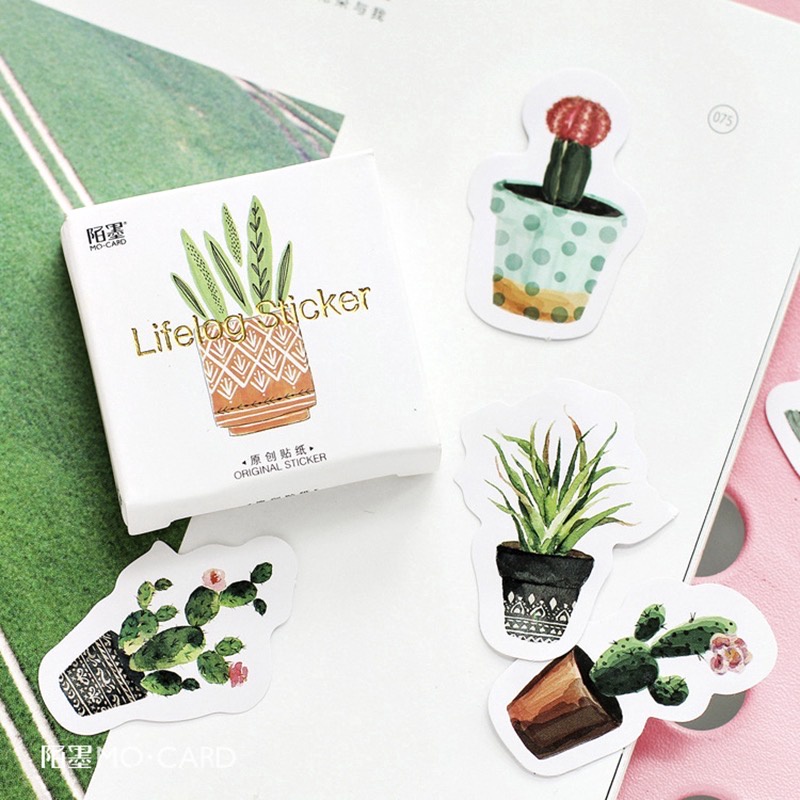 

Stiker Scrapbook Sticker Bujo Lucu Cactus Kaktus (45 pcs)