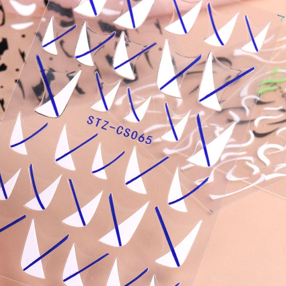 R-flower French Tips Nail Stiker Perekat Panas Decals DIY Manicure Wave French