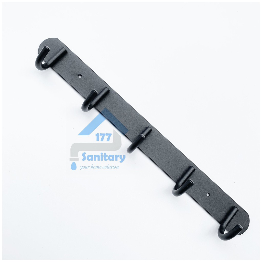 Gantungan Baju aluminium 5 Kait HITAM 2205 - Kapstok dapur Hook 5kait fio hooks anti karat hanger sink kitchen black /S27D