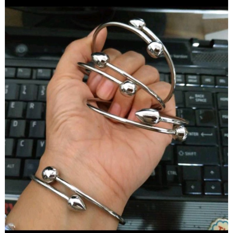 GELANG MONEL TITANIUM PRIA WANITA STAINLEES STELL BAJA PUTIH TERLARIS