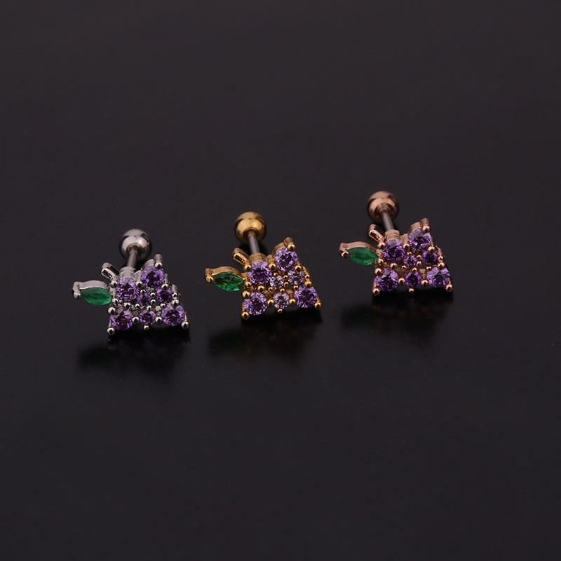 1 Pcs Grape Banana Pineapple Shape Stainless Steel Durable All-match Earring for Women Gift