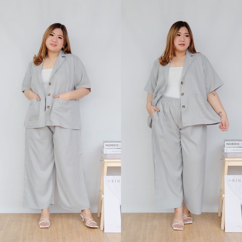 BIGWELL.ID PINA SET KERAH - SETELAN WANITA BIG SIZE / SETELAN JUMBO / BAJU FASHION BIG SIZE