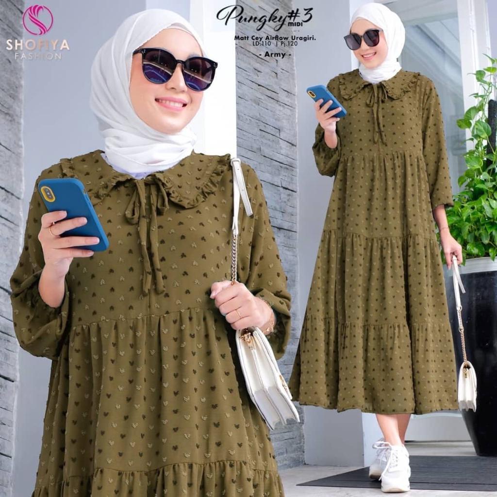 MIDI DRESS PUNGKY Tunik Midi Premium Katun Uragiri Korean