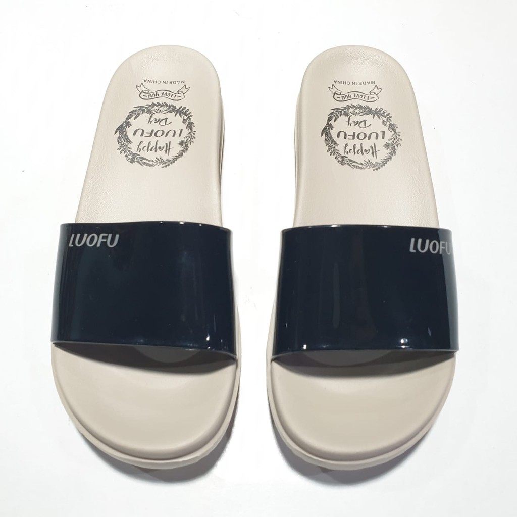 LUOFU ORIGINAL jelly sandal karet empuk murah wanita sendal cewek import E7159BW