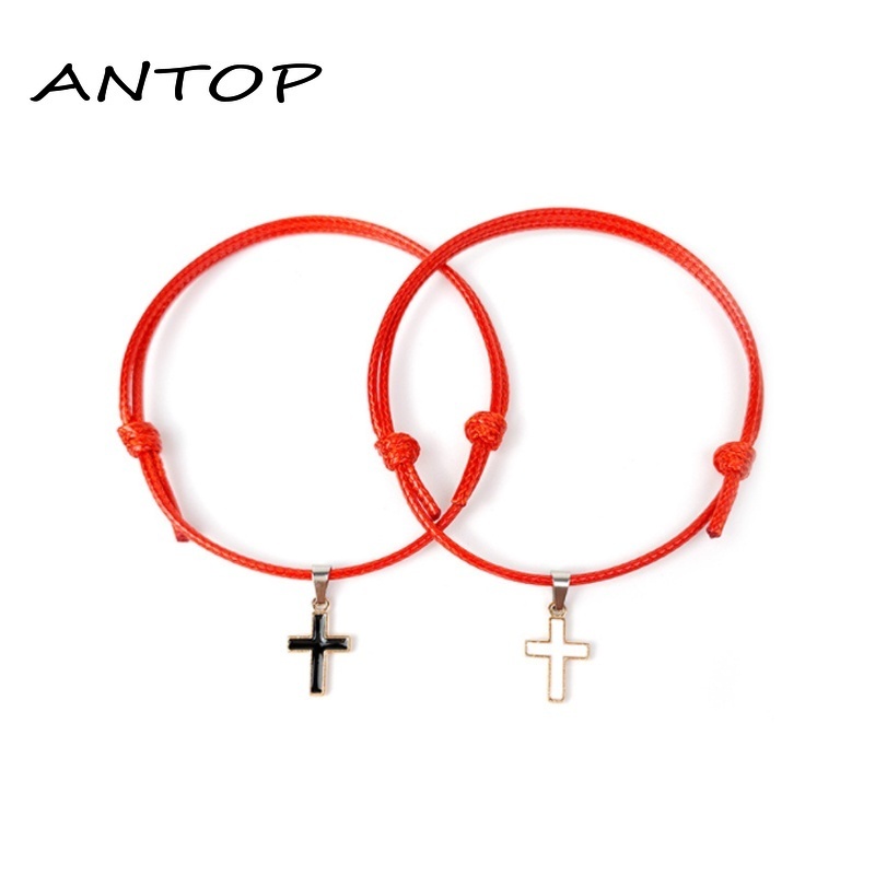 2 Pcs Gelang Couple Tali Lilin Untuk Persahabatan/bestie Pasangan Cross ANTOP