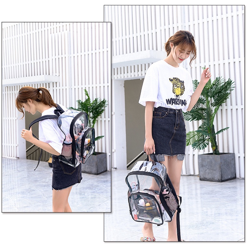 RIA Backpack Tas Ransel Mika Transparant Wanita Pria Remaja Simple Korean Style By Chikoisme NR