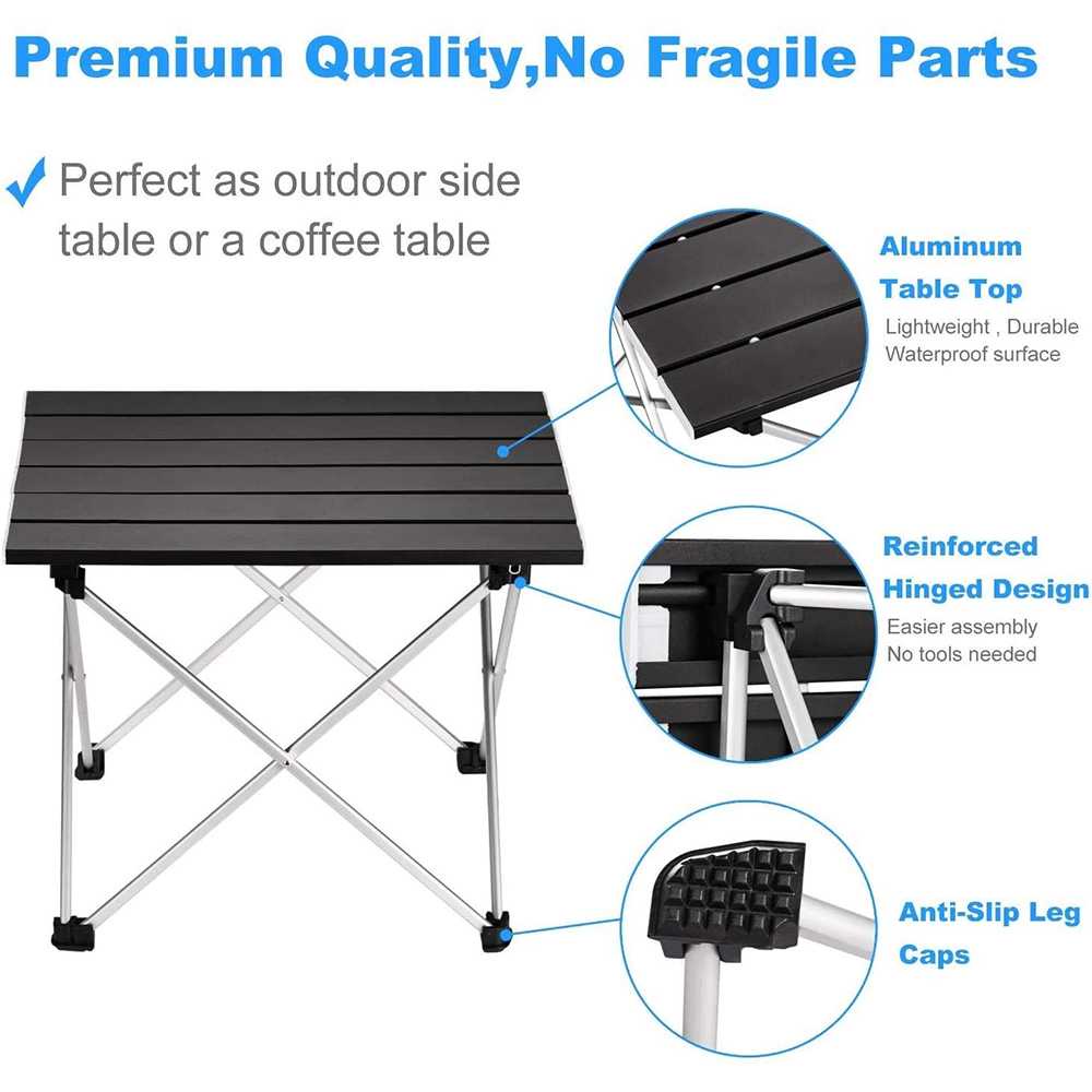 Meja Lipat Camping Piknik Foldable Portable Aluminium Table Perlengkapan Picnic Outdoor Furniture Besi Berkualitas