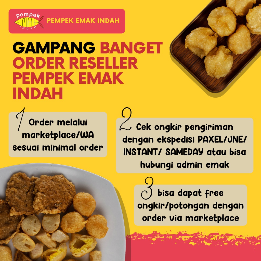 PEMPEK EMAK INDAH - PAKET KHUSUS RESELLER PEMPEK EMAK INDAH 5 Paket (15 PAX)  - PEMPEK MPENAK PALEMBANG ASLI IKAN TENGGIRI