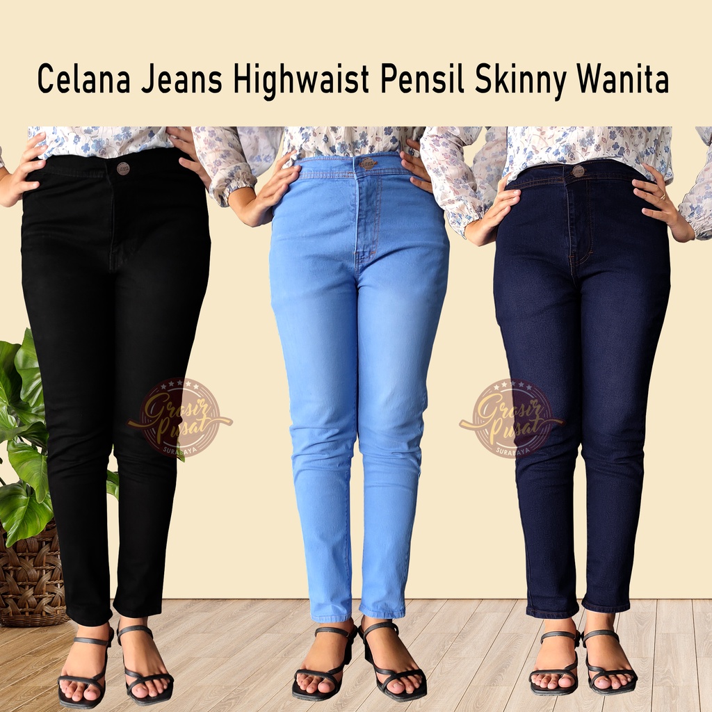 Celana Jeans HW Highwaist Haiwes Pensil Skinny Wanita