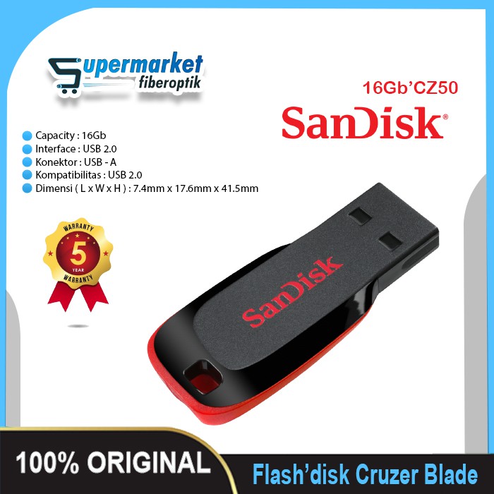 Flashdisk Sandisk 16Gb Cruzer Blade CZ50 USB Flash Disk ...