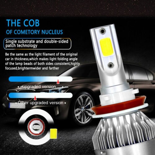 Lampu Mobil LED Headlight S2 H11/H9/H8 8000LM 72W COB 2 PCS Lampu