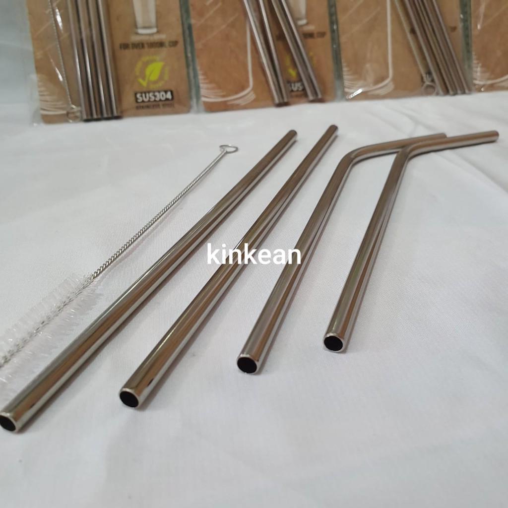 Sedotan Stainless Steel Ramah Lingkungan (4pcs+1sikat)