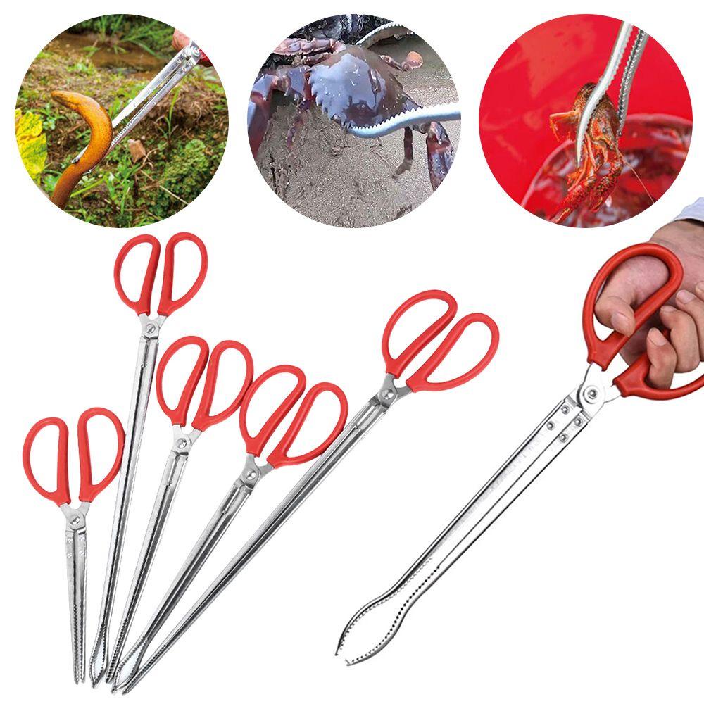 Solighter Tong Stainless Steel Penjepit Kepiting Gigi Anti slip Alat Tangkap Memancing Hand Tools Catch Clamp