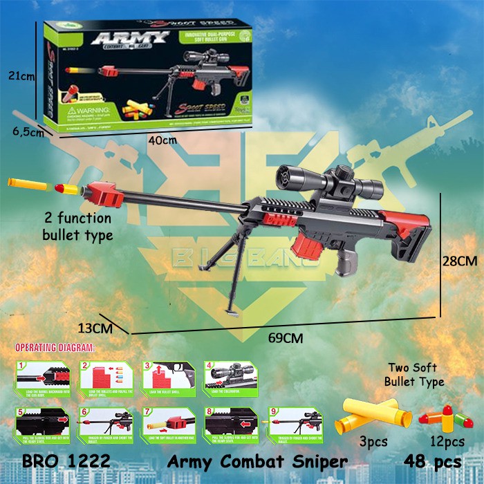 BRO1222, BRO1221 Pistol Pistolan Peluru Busa Soft Bullet Tembak Tembakan Mainan Anak BIGBANG